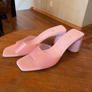 Zara pink vinyl heels